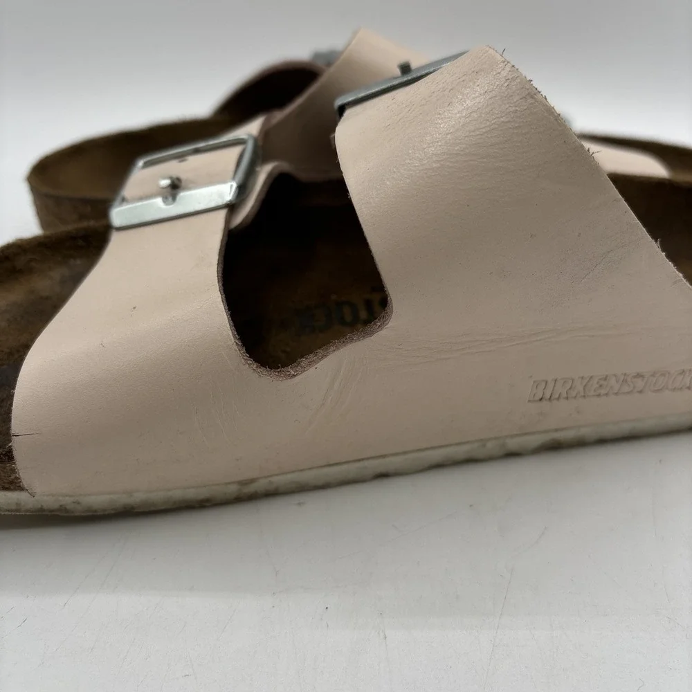 Birkenstock Arizona Birko Flor‎ Beige Nude Patent Sandals Women's Size 37 US 6